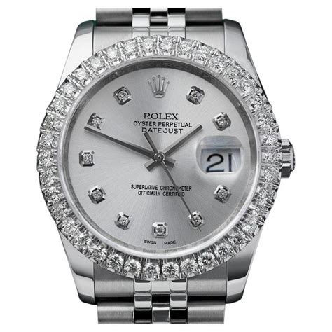 Rolex Datejust silver diamond bezel